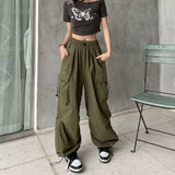Fongt Overalls Casual Pants Female Summer Versatile Straight Down Leg Pants Loose Wide Leg Pants