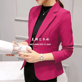 Fongt Spring And Autumn New Professional Joker Suit Long Sleeve Korean Version Temperament Slim Show Thin Suit Jacket Female Short Style-Outfit