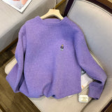 purple thick sweater loose new retro niche knitted top