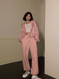 Y2K Pink Leopard Print Zipper Hoodie-Outfit