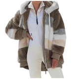Women's Loose Plush Multi-color Hooded
