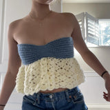 Women's Wear Strapless Hot Girl Knit Top-Outfit