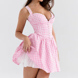 Pink Plaid Mini Dress-Outfit