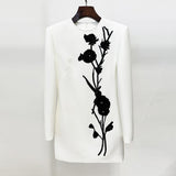 Fongt Early Autumn New Star Fashion Heavy Industry Three-Dimensional Flowers Nails Long Sleeve Dress