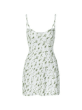 Green Floral Print Y2K Mini Dress-Outfit