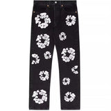 Chaochao Kapok Retro Water Washed Loose Straight Tube Casual Men's Jeans-Outfit