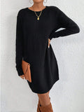 Fongt Solid Color Sexy Knitted Skirt Female Geometric Pattern Thread Round Collar Sweater Skirt