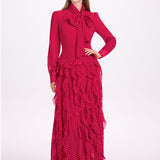 Fongt Industry French Court Stormy Fishtail Wave Shows Thin Lotus Leaf Side Dress Waist Scarf Scarf Dress