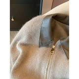 Fongt Spring And Autumn New Loose Gas Coat Ankola Red College Wind Splicing Fake Two Knitted Shirt Women