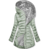 Fongt Wool Collar Zipper Long Sleeves To Keep Warm Hooded Coat Coat Cotton Women MG502