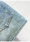 Denim Bow Polka Dot Printed Butterfly Chain Mini Skirt-Outfit