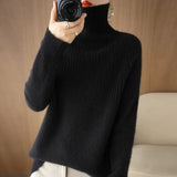 Fongt Sweater Bottom Shirt Women With Qiu Dong New Head Loose Half Draw A Rotator Sleeve Sweater Women's Jacket-Outfit
