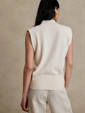 Pure Color Half Collar Sleeveless Fashion