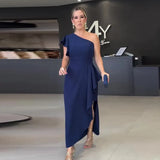 Fongt Fashion Solid Color Collar Lace Sleeves Sexy Long Dress In Autumn 2025