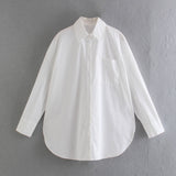Fongt Women's Clothing 2025 Summer New Loose Cotton Pocket Dress Long-Sleeved Shirt Top B88281
