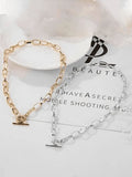 Simple Link Chain Toggle Necklace-Outfit