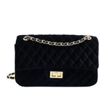 Solid Color Velvet Quilted Bag-Outfit