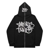 Fongt New High Street Hip-Hop National Tide Printing Zipper Clothing Fashion Fashion Couple Hooded