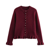 Fongt Women's Autumn And Winter New Laminated Wooden Ear Knitted Shirt Jacket