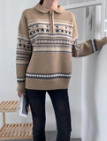 Half Zip Christmas Knit Pullover-Outfit