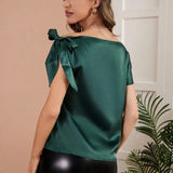 Women's Pure Color Satin Imitation Silk Cover Head Shoulder Sleeveless Commuter Blouse Woman-Outfit