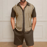 Fongt Men's Casual Ice Crisp Knitted POLO Shirt Set Short-Sleeved T-Shirt Two Sets Of Men's