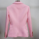 QUALITY 2023 New Fashion Designer Blazer Women's Slim Fitting Metal Lion Buttons Double Breasted Blazer Jacket Baby
