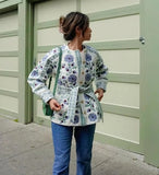 Fongt Women's Explosion French Vintage Printed Cotton Coat
