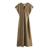 New Silk Satin Long Style Midi Dress 2157238 706-Outfit