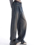 faded baggy boyfriend jeans with grosgrain