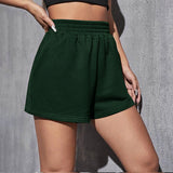 Summer Elastic Waist Loose Wide Leg Solid Color