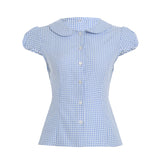 Fongt Style Organ Folds Solid Color POLO Collar Short-Sleeved Shirt To Close Short Buckle Umbilical Top