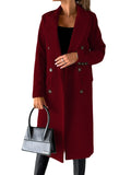 Fongt Women's Spring 2025 New Coat With Hair, Coat Solid Long-Sleeved Double-Buttoned