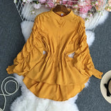 Net Color Tightened Long-Sleeved Shirt-Outfit