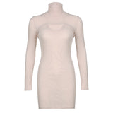 Fongt Color Autumn Tight Show Thin Sling High Collar Two Sets Of Women's Dress