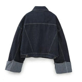 Fongt Women's Autumn New Collar Denim Jacket Jacket + Curly-Side Trousers Suit