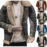 Fongt Winter New Fur Integrated Men's Coat Thick Imitation Leather Velvet Printed Jacket Burst