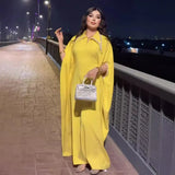 Fongt 2025 New Women's Set Diamond-Collared Bat Sleeve Loose Dress