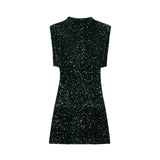 Fongt Women's Beads Dress Dress Sleeveless Party With Cushioned Shoulder Mini Dress Y2K