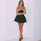 Strapless Upturned Flare Mini Dress-Outfit