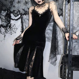 Summer New Dress Dark Wind Lace Slim Stitching Halter Fishtail Skirt-Outfit