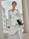 Temperament Simple Wind And Leisure Two Sets 2025 New V-Neck Sling Belt Clothing + High-Rise Pressure Folded Skirt