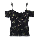 Fongt 2025 New Women's Clothing Mesh Print Slings + Half-Dress Fashion Women's Set