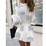 Mini Shirt Dress Summer 2021 Spring Long Sleeve Button Three Quarter Sleeve Waist Collection Blouses