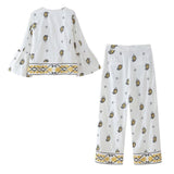 Spring Embroidered Cardigan Suit Jacket 4387182 Wide Leg Trousers 4387082-Outfit