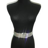 10 Rows Full Rhinestone Width 3.5 CM Waist Belts Women Diamante Crystal Chain Bride Wide Shiny Gold Silver Waist