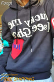 Graffiti Letter Print Hoodies Women Men Casual Loose Hooded Shirt Harajuku Hip Hop Oversized Streetwear Pullover