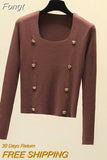 Cropped Sweater Women Clothes Long Sleeve Pullover Knitted Top Autumn Jumpers Korean Fashion Womens Sweaters Jersey