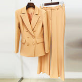 Fongt Star Fashion New Double Buckle Suit Jacket Horn Trousers Set Two Sets