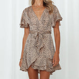 Dot Floral Print V Neck High Waist Sashes